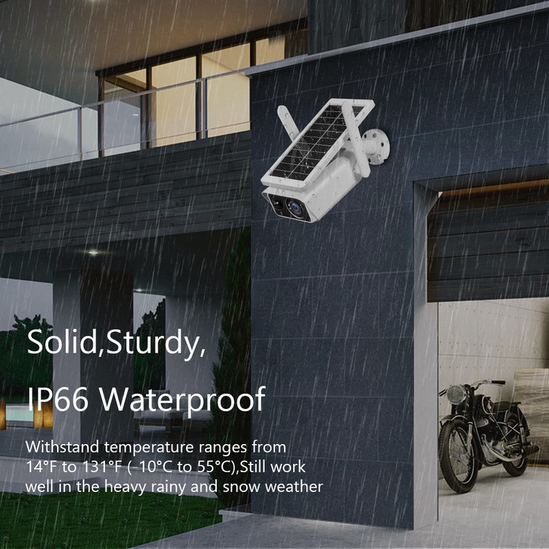 2MP Outdoor Solar Security Camera Wireless WiFi 1080P Full HD Home Surveillance Camera with PIR Motion Detection, Night Vision, 2-Way Audio, IP66 Waterproof with 2pcs Rechargeable Battery - Image 3