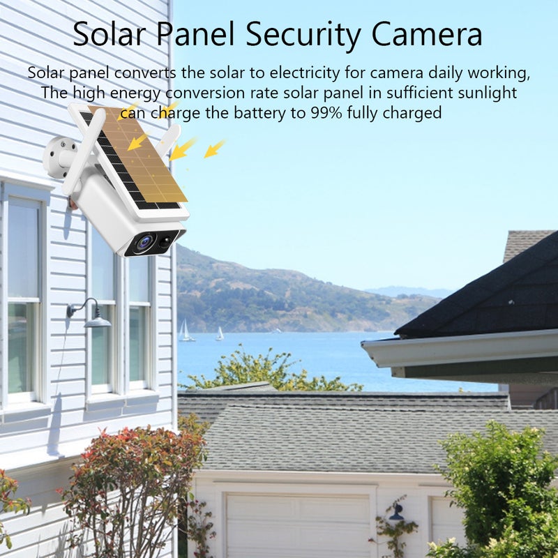 2MP Outdoor Solar Security Camera Wireless WiFi 1080P Full HD Home Surveillance Camera with PIR Motion Detection, Night Vision, 2-Way Audio, IP66 Waterproof with 2pcs Rechargeable Battery - Image 4