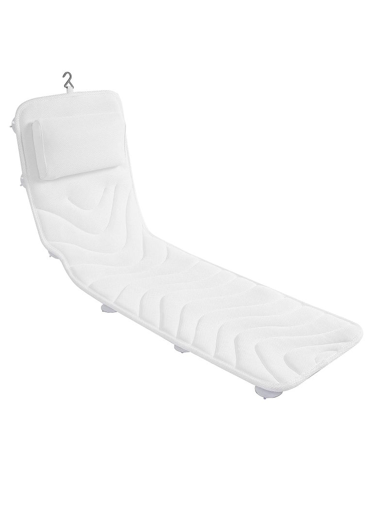 Idle Hippo Full Body Bath Pillow for Bathtub, Non-Slip Bath Pillows for Tub, Spa Bathtub Pillow Cushion for Headrest Neck Shoulder and Back Rest Support，Relaxation Spa Accessories-50 x 15" (White)  - Image 1