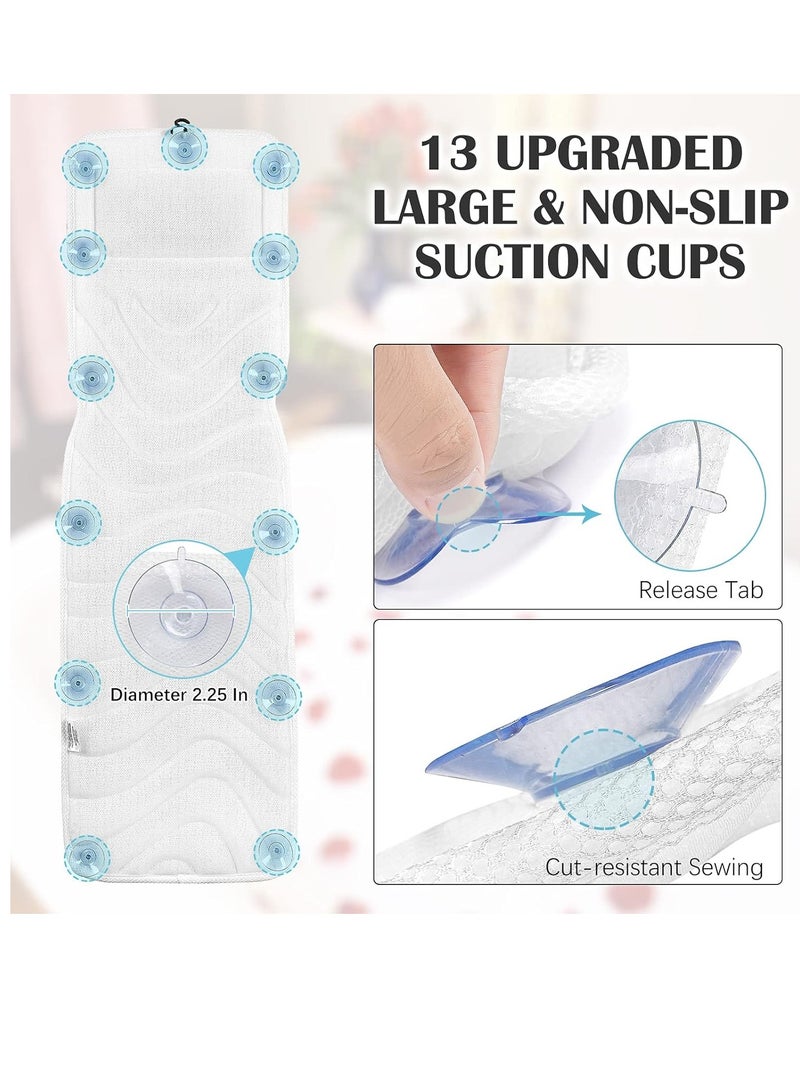 Idle Hippo Full Body Bath Pillow for Bathtub, Non-Slip Bath Pillows for Tub, Spa Bathtub Pillow Cushion for Headrest Neck Shoulder and Back Rest Support，Relaxation Spa Accessories-50 x 15" (White)  - Image 3