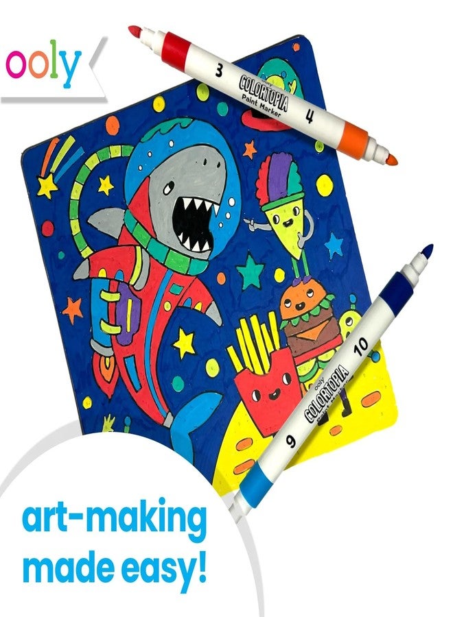 Ooly Colortopia Color by Number Paint Marker Kit - 2 Illustrated Boards, 6 Double-Ended Water-Based Paint Markers, 2 Removable Display Stands, Non-Toxic Art Kit for Kids & Teens - Epic Adventures - Image 2
