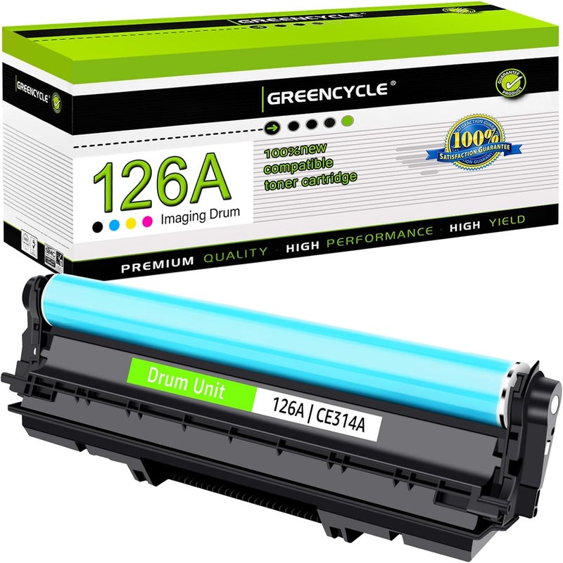 أسطوانة التصوير البديلة من GREENCYCLE المتوافقة مع HP 126A CE314A، تعمل مع طابعات Laserjet Pro 100 MFP M175a M175nw M275 M275nw CP1025 CP1025nw (عبوة واحدة، أسود/ملون) - Image 1