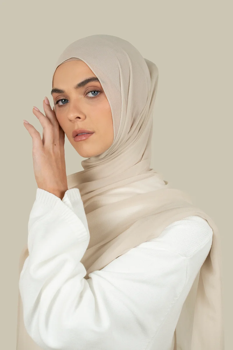 silqrose Ivory Silk Georgette Hijab