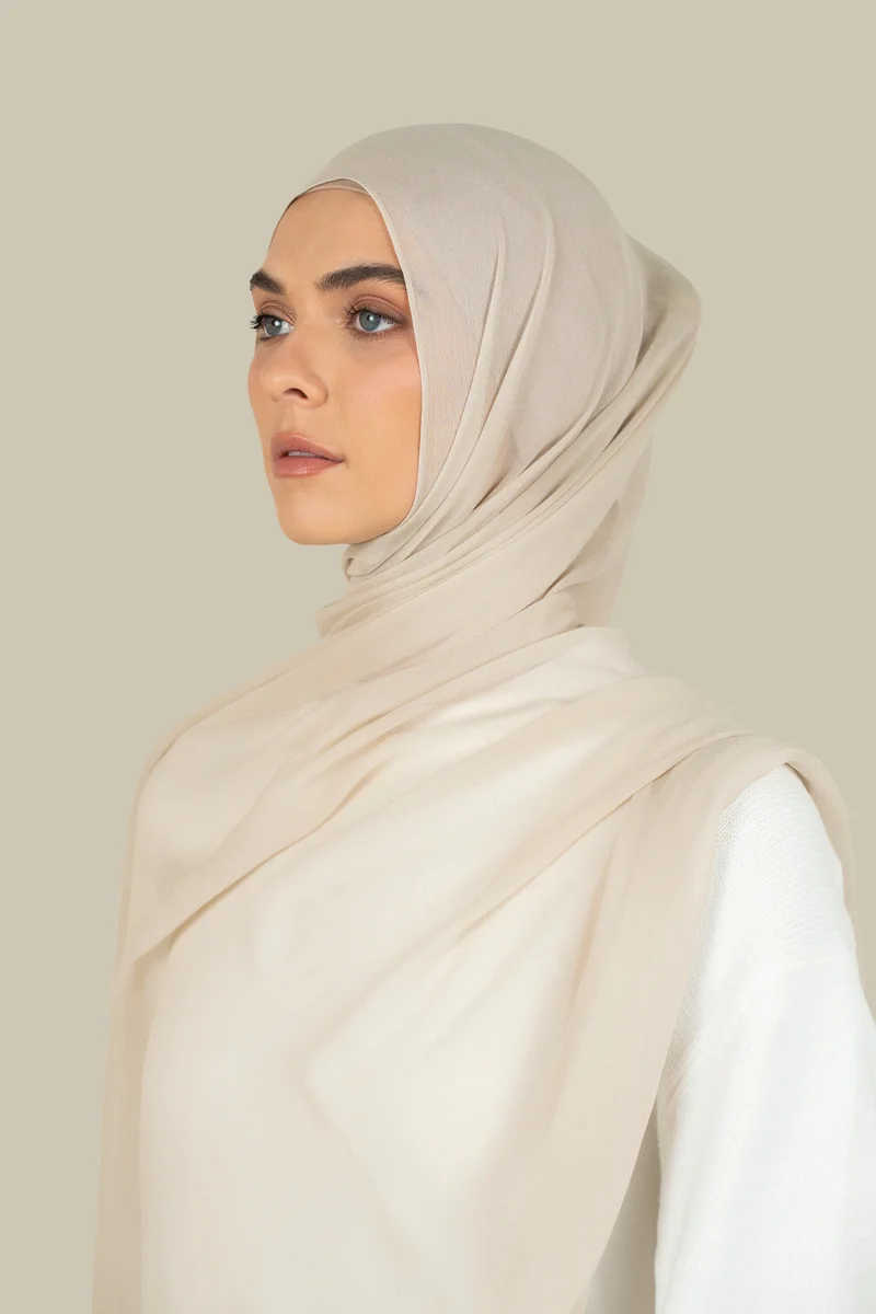 silqrose Ivory Silk Georgette Hijab
