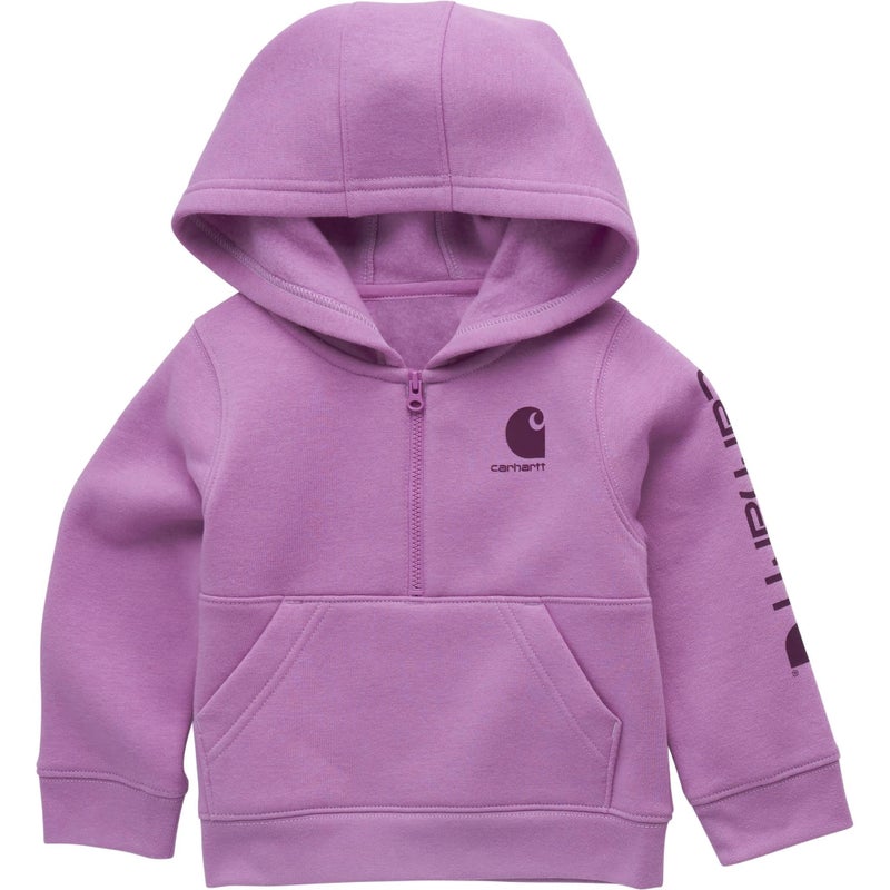 Carhartt Baby & Toddler Girls' Half-Zip Hooded Sweatshirt, Crocus, 3 Months