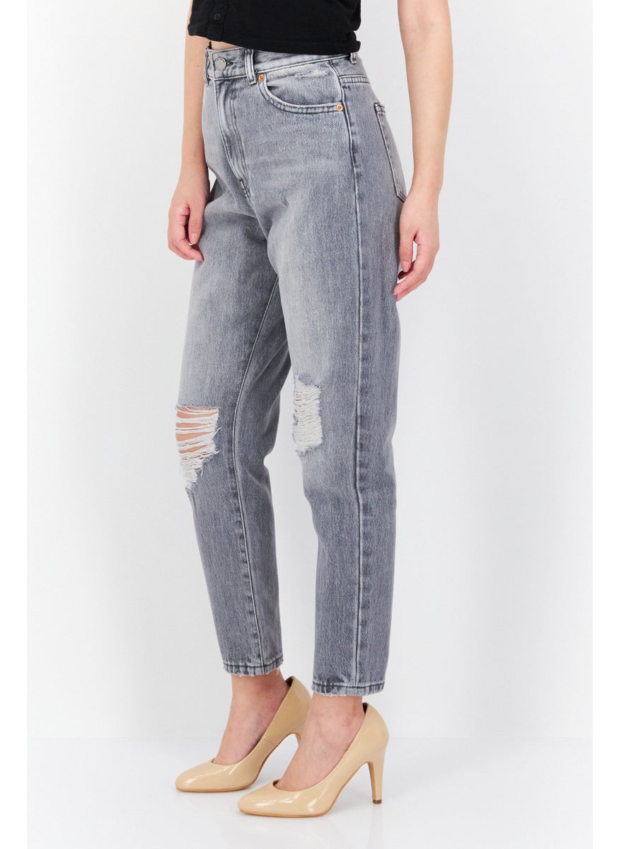 Dr Denim Women Regular Fit Wash Ripped Non Stretchable Denim Jeans, Light Grey  - Image 4
