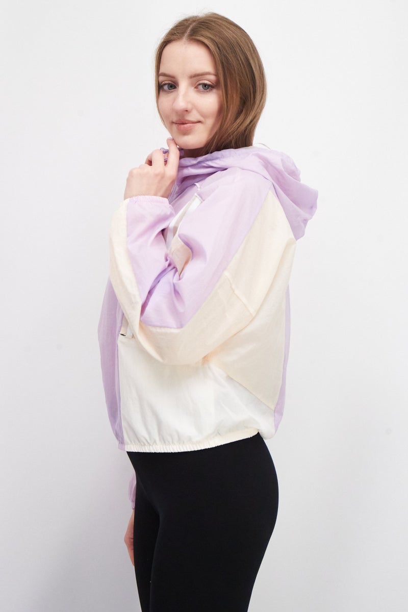 Adidas Women Sportswear Fit Hooded Long Sleeves Brand Logo Track Jacket, Multicolor - Image 2