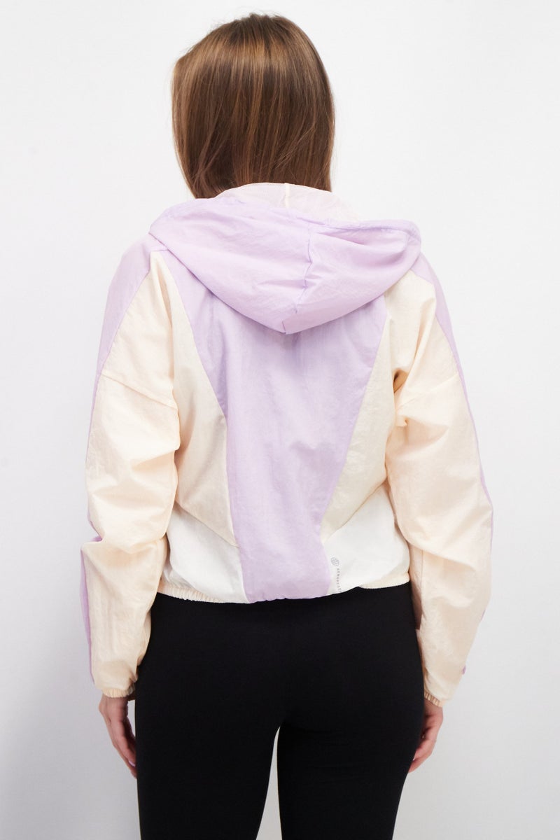 Adidas Women Sportswear Fit Hooded Long Sleeves Brand Logo Track Jacket, Multicolor - Image 4