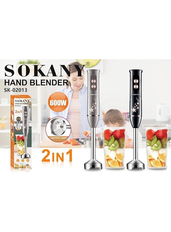 سوكاني خلاط يدوي 600 وات من سوكاني، خلاط طعام كهربائي 2 في 1 من فولاذ مقاوم للصدأ، SK-02013 - Image 2