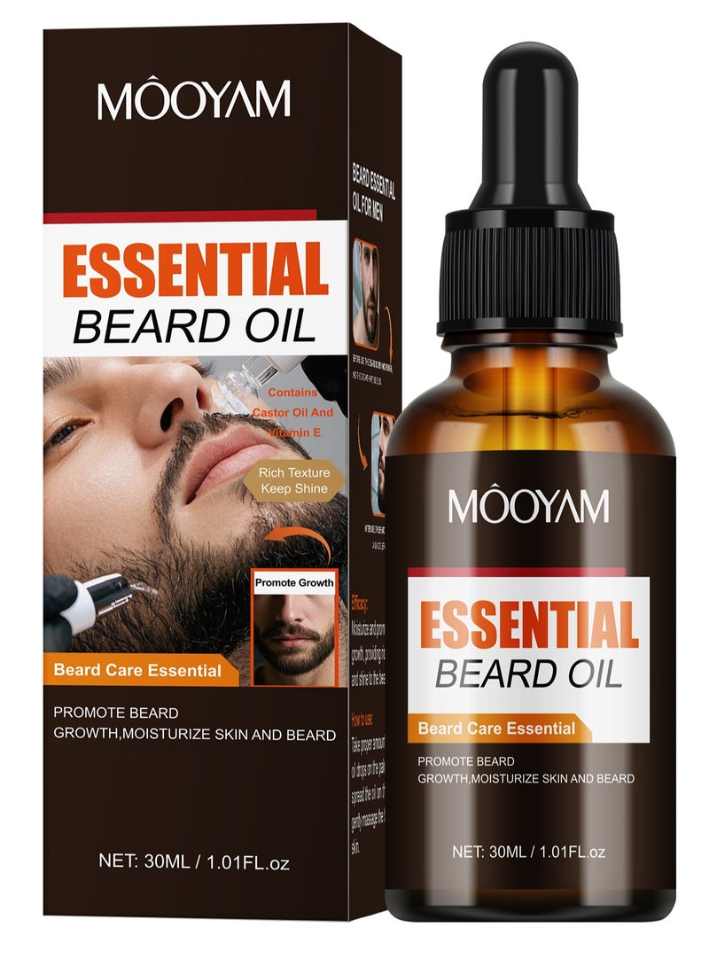 موويام زيت نمو اللحية، زيت اللحية للرجال، يجعل اللحية أكثر كثافة وسماكة ونعومة، يقوي ويرطب اللحية 30 مل - Image 1