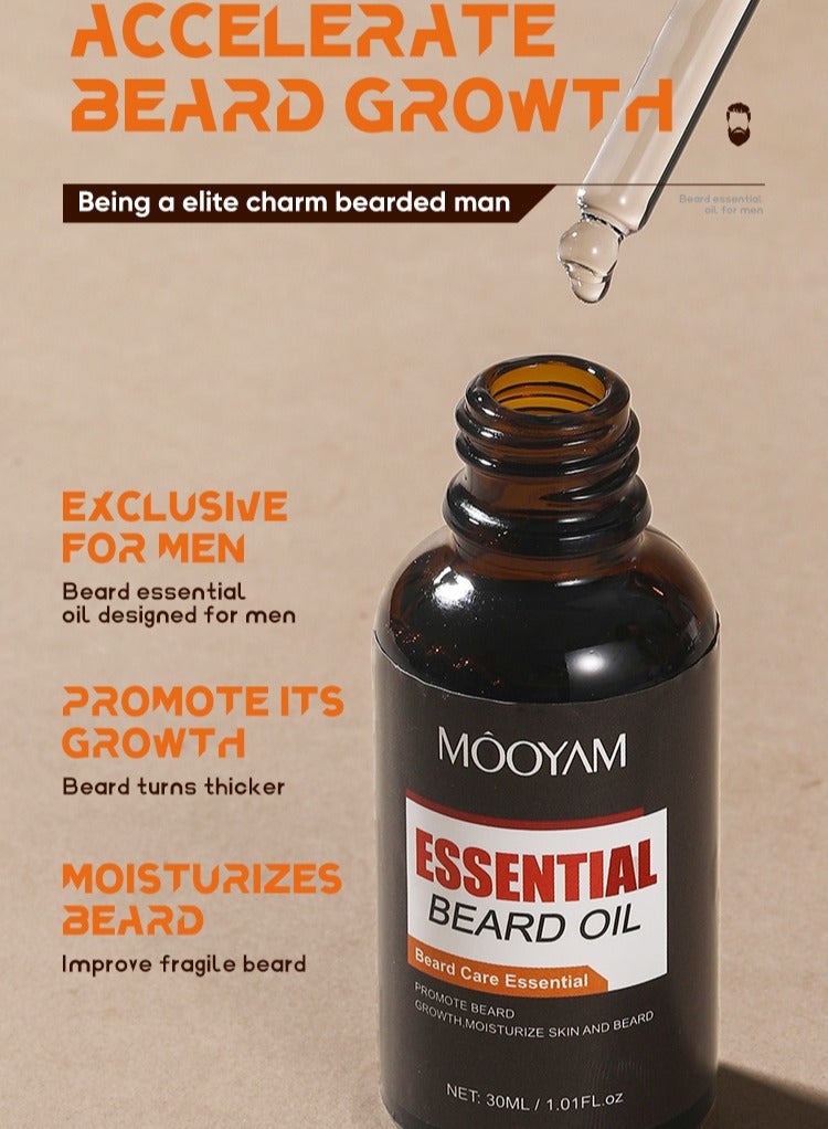 MOOYAM Beard Growth Oil, Beard Oil For Men Growth, Make The Beard More Full, Thick And Smooth, Strengthens And Moisturizes Beard 30ml - Image 3
