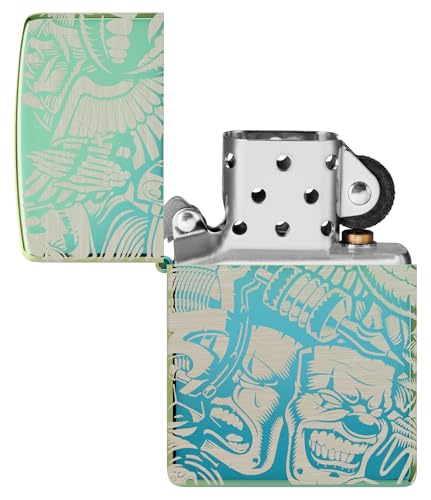 Zippo Laser 360° Tattoo Theme Design High Polish Teal Pocket Lighter - Image 4