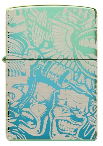 Zippo Laser 360° Tattoo Theme Design High Polish Teal Pocket Lighter - Image 2