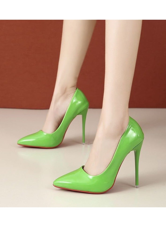 Shougu New High Heels Lacquered Leather Shallow Mouth Single Shoes with Ultra Fine Heels 12CM - Image 1