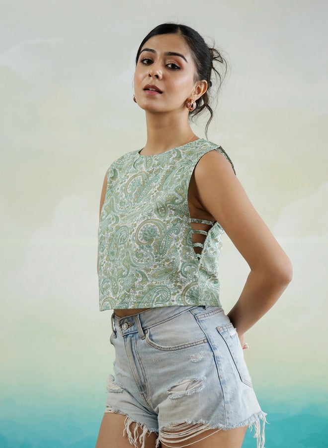 sanskrutihomes Paisley Printed Sleeveless Cotton Top  - Image 4