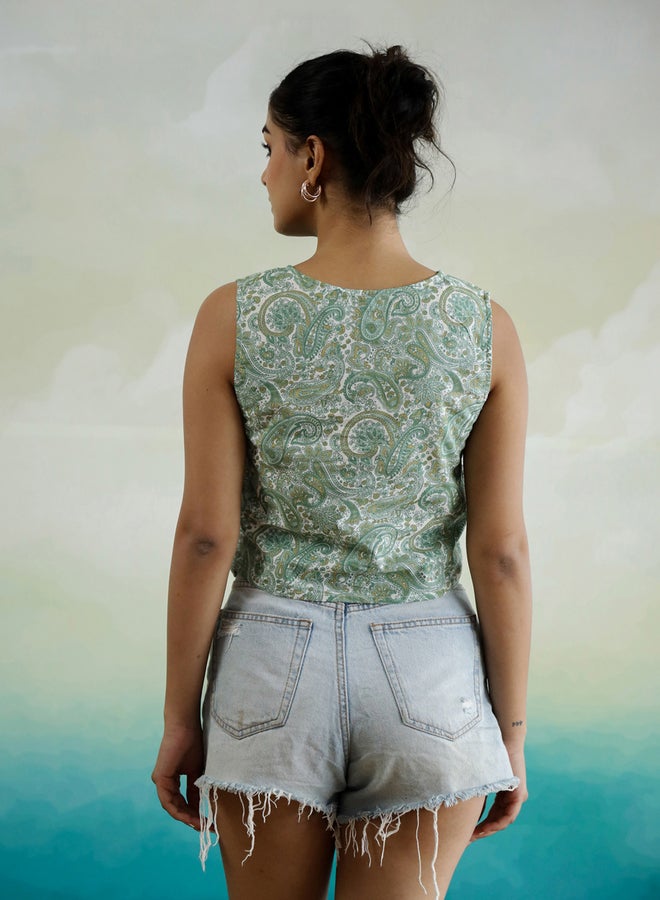 sanskrutihomes Paisley Printed Sleeveless Cotton Top  - Image 2