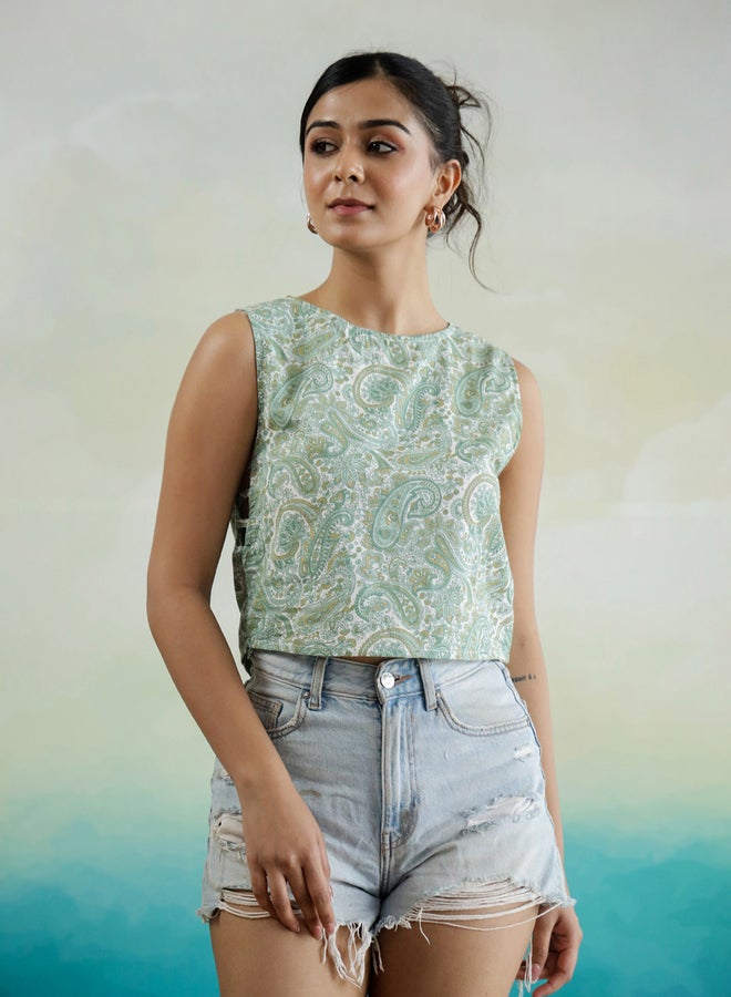 sanskrutihomes Paisley Printed Sleeveless Cotton Top  - Image 3