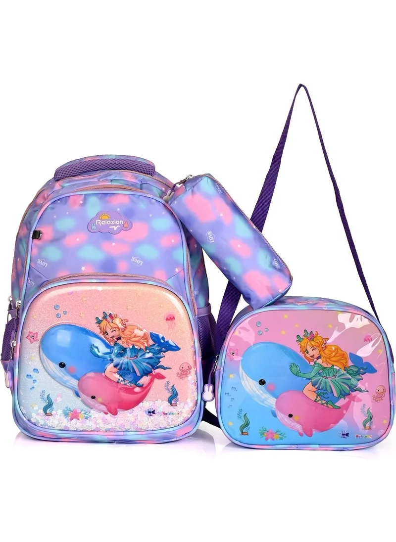ريلاكسن Wander Embossed and Sequined School Backpack Set of 3