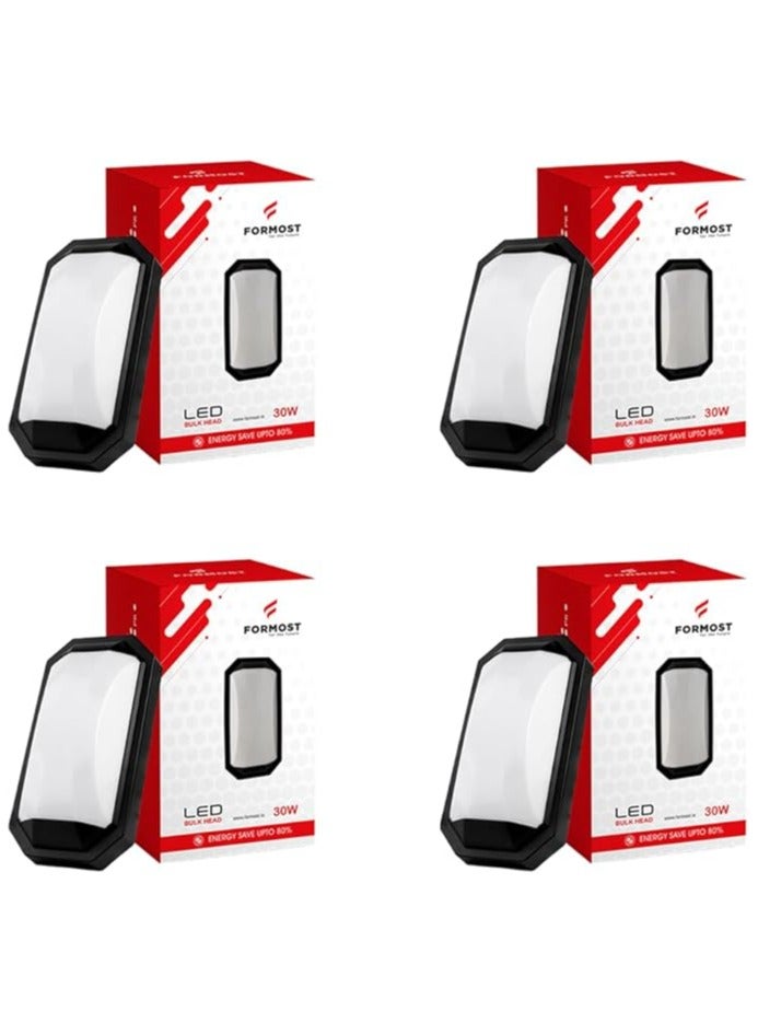 FORMOST FORMOST LED Bulkhead Light 30W | IP66 Waterproof | Home Wall Gate Lamp for Outdoor and Indoor Use | Porch Light | Office Balcony Decoration | Cool White (Pack of 4)  - Image 1