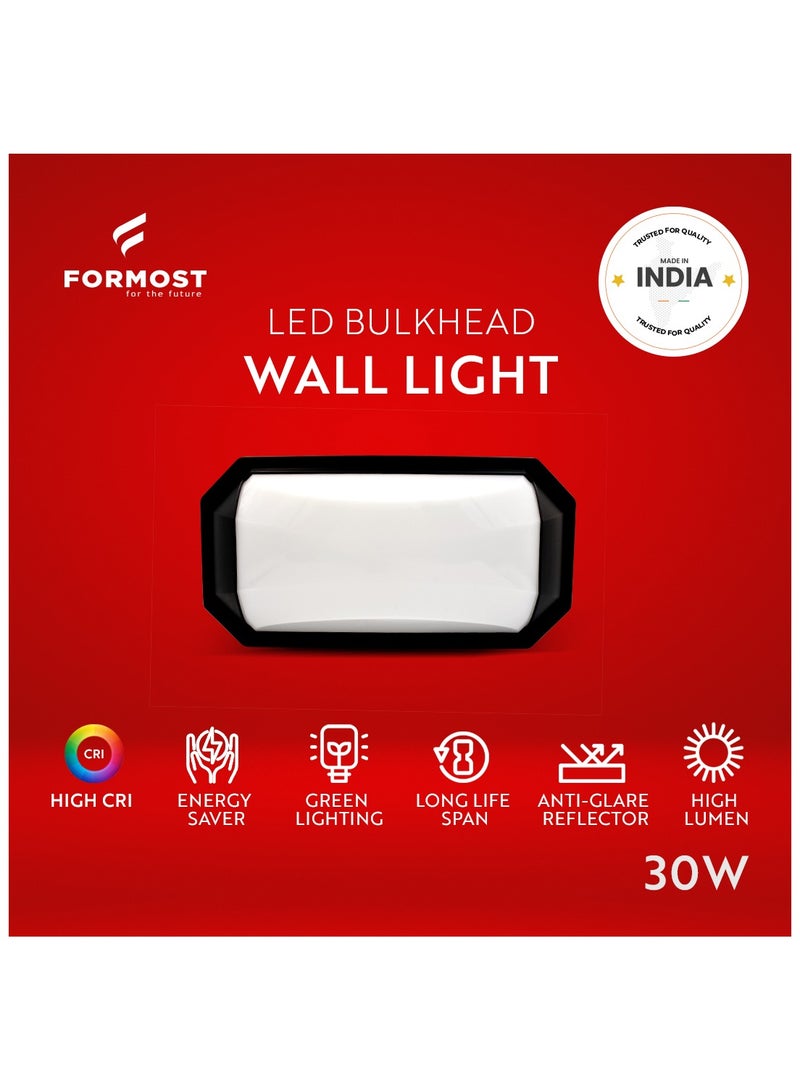 FORMOST FORMOST LED Bulkhead Light 30W | IP66 Waterproof | Home Wall Gate Lamp for Outdoor and Indoor Use | Porch Light | Office Balcony Decoration | Cool White (Pack of 4)  - Image 3
