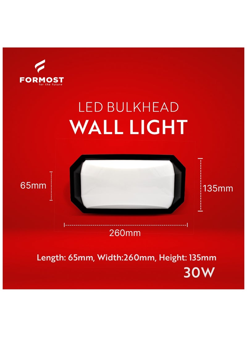 FORMOST FORMOST LED Bulkhead Light 30W | IP66 Waterproof | Home Wall Gate Lamp for Outdoor and Indoor Use | Porch Light | Office Balcony Decoration | Cool White (Pack of 4)  - Image 5