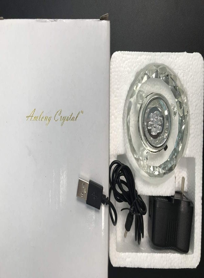 أملونج كريستال حامل عرض كريستالي دائري مضيء بسبعة مصابيح LED ملونة من أملونج - Image 3