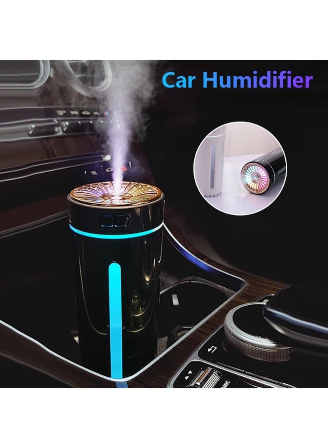 جهاز ترطيب هواء محمول يعمل بمنفذ USB، مزود ببطارية 800 مللي أمبير، ينشر رذاذًا باردًا من الزيوت العطرية. جهاز ترطيب هواء صغير للسيارة، يعمل بتقنية الموجات فوق الصوتية، وينشر رذاذًا كثيفًا، مزود بإضاءة ليلية LED ملونة (أسود). - Image 2