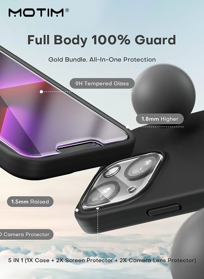 Motim iPhone 14 Case +2 Lens Film +2 Screen Film 5 in 1 Drop Protection Silicone iPhone 14 Phone Case Soft Cover Shockproof Slim Cover - Image 5