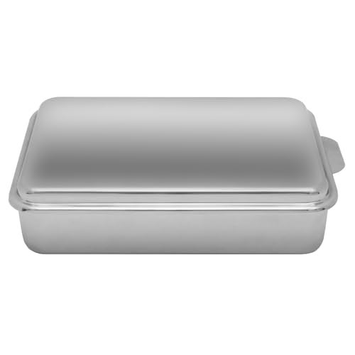 Lindy's Stainless Steel 9 X 13 Inches Covered Cake Pan with Stainless Steel Lid, Deep Pan for Baking Cakes, Breads, Casseroles, Fish, Vegetables and More - Image 1