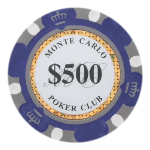 Brybelly Monte Carlo Premium Poker Chips (50-Pack) Heavyweight 14-Gram Clay Composite ($500 Purple) - Image 1