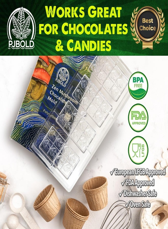 PJ Bold Zen Mushroom, Polycarbonate Chocolate Bar Mold, 38mL (50 gram), 8 Piece Bar - Image 4