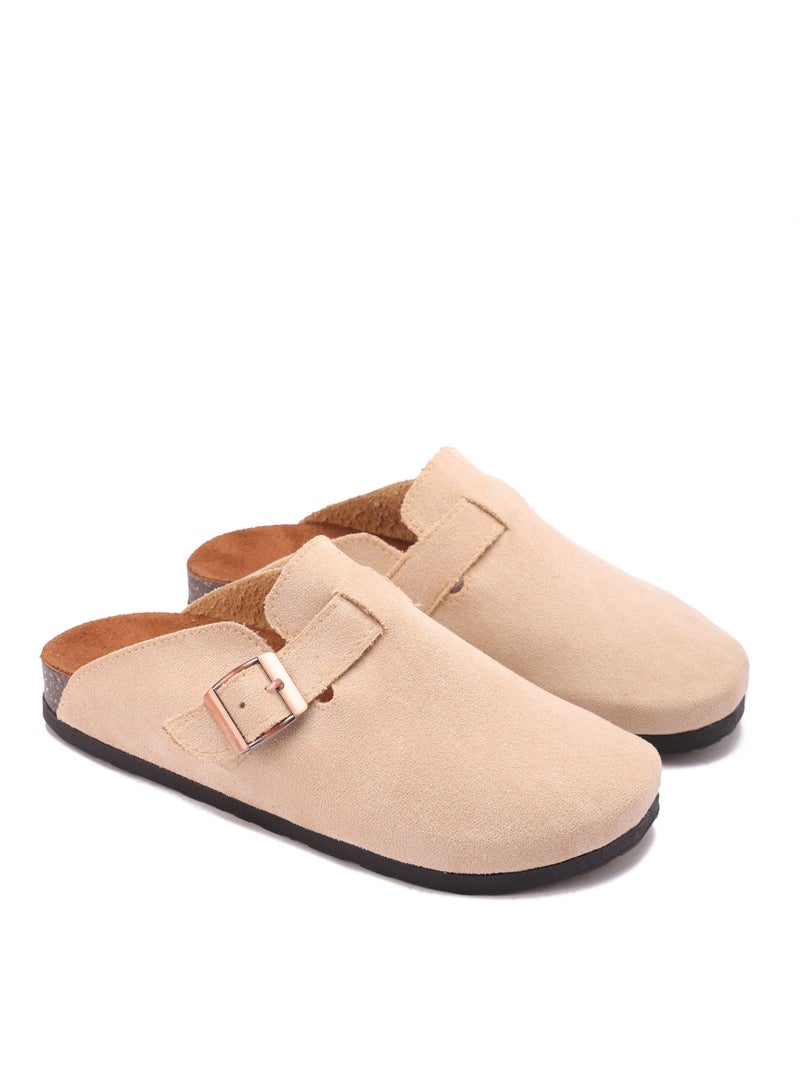Women's Elegant Suede Buckle Clogs - Non-Slip Sole - Image 1