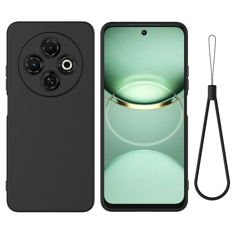 HuHa Case Cover For Tecno Spark 30C 4G Solid Color Liquid Silicone Dropproof Full Coverage Phone Case(Black) - Image 1