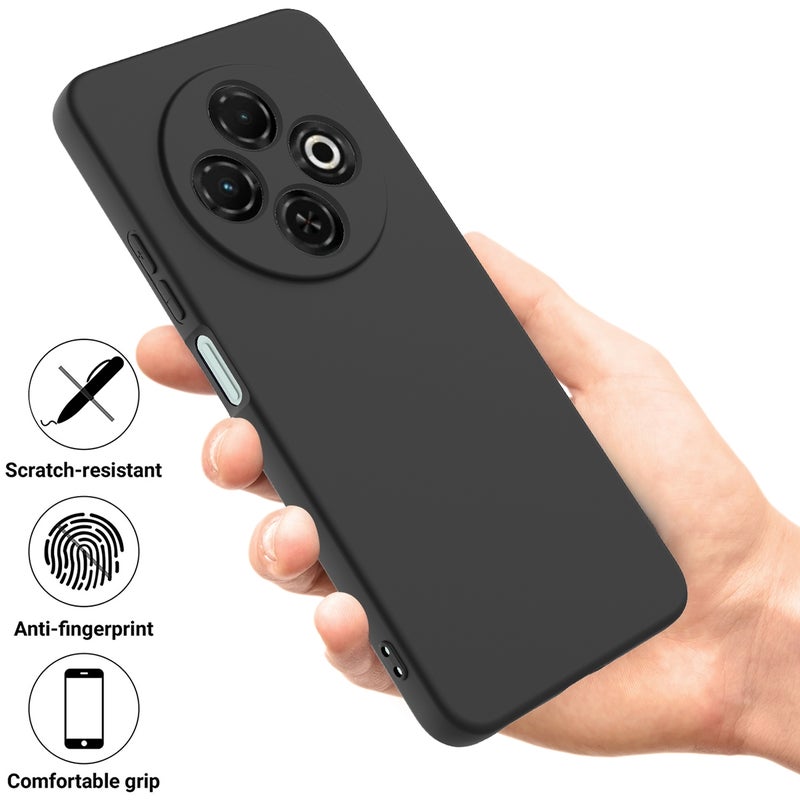 HuHa Case Cover For Tecno Spark 30C 4G Solid Color Liquid Silicone Dropproof Full Coverage Phone Case(Black) - Image 2