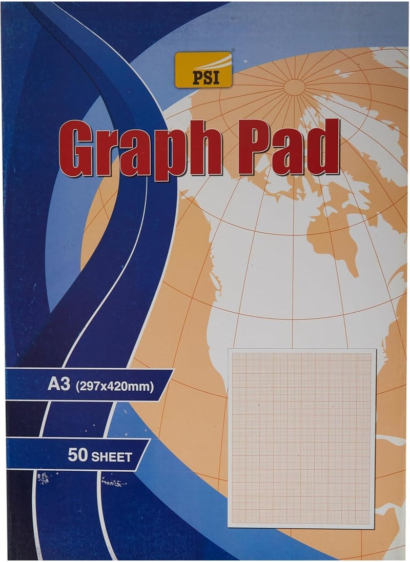 MARKQ Graph Paper Pad A3 Squared Grid Paper book for Mathematics Science Engineers Drawing School Supplies 50 Sheets  - Image 1