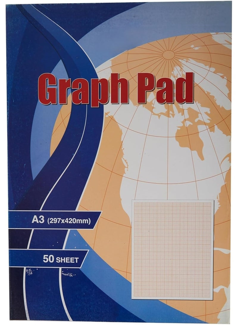 MARKQ Graph Paper Pad A3 Squared Grid Paper book for Mathematics Science Engineers Drawing School Supplies 50 Sheets - Image 1