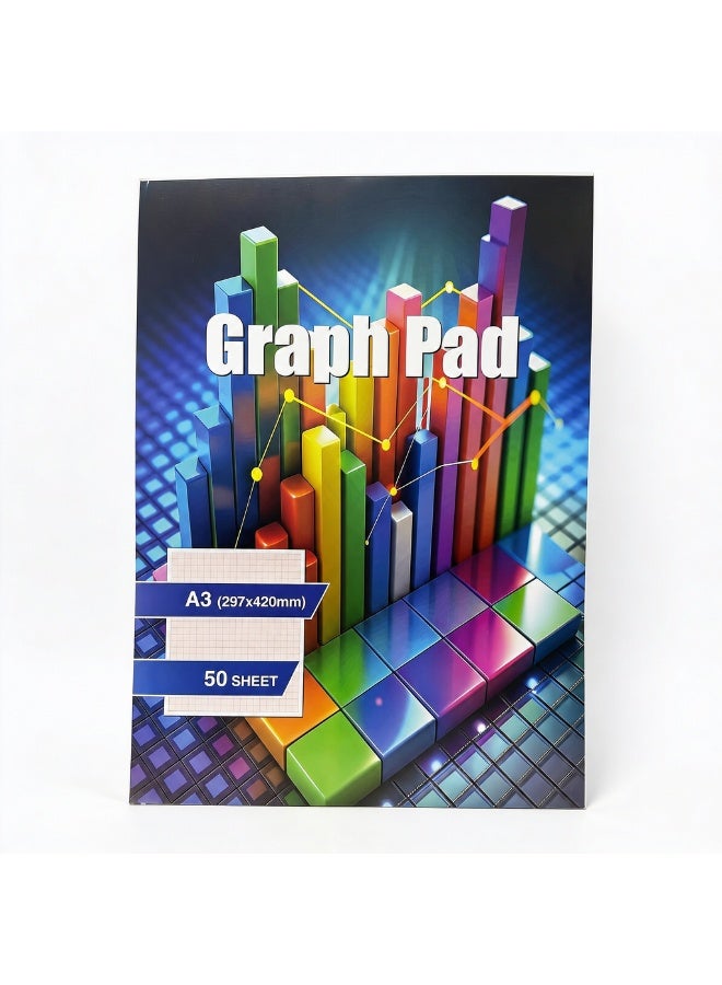 MARKQ Graph Paper Pad A3 Squared Grid Paper book for Mathematics Science Engineers Drawing School Supplies 50 Sheets - Image 1