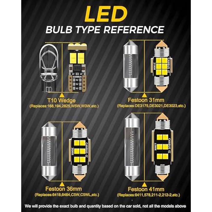 BMT xms طقم إضاءة داخلية LED بديل لسيارة تويوتا أفالون 2005-2019، 17 قطعة، لمبات بيضاء باردة 6000 كلفن - Image 3