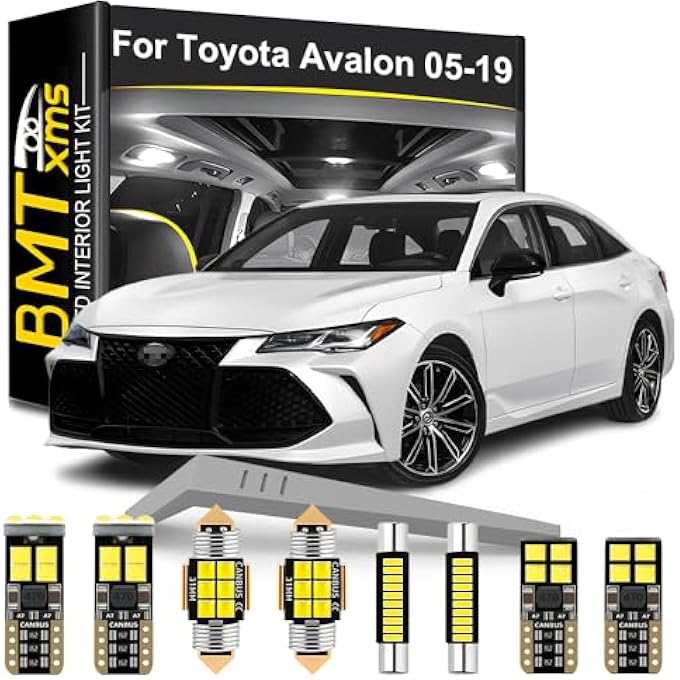 BMT xms طقم إضاءة داخلية LED بديل لسيارة تويوتا أفالون 2005-2019، 17 قطعة، لمبات بيضاء باردة 6000 كلفن - Image 1