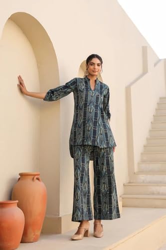 Kalaanj Kurta Set for Women || 2 pic co-ords Set for Women (KALSS25SP464_KB-Blue-2XL) - Image 3