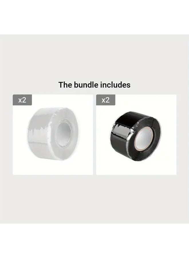 White And Black Heavy Duty Waterproof Silicone Tape Self Fusing Leak Seal - Image 1