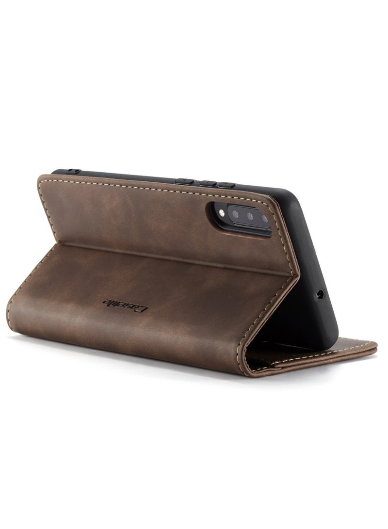 CaseMe Samsung Galaxy A70/A70S Wallet Case Book Folding Flip Folio Case with Magnetic Kickstand Card Slots Protective Cover - Coffee - Image 5