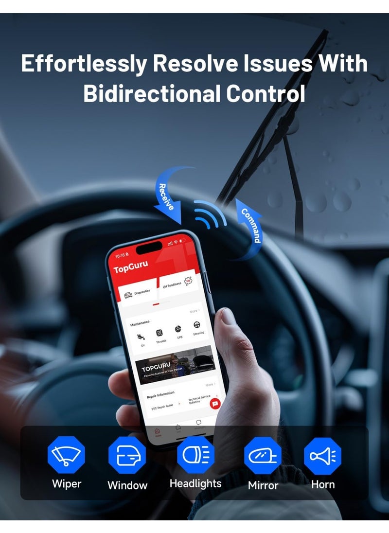 Topdon TOPDON TopScan OBD2 Scanner Bluetooth, Wireless OBDII All System Diagnostic Tool, Active Test, Check Engine Car Code Reader, Vehicle Permance Test iPhone & Android, Repair Guides, Live Data, Black  - Image 5