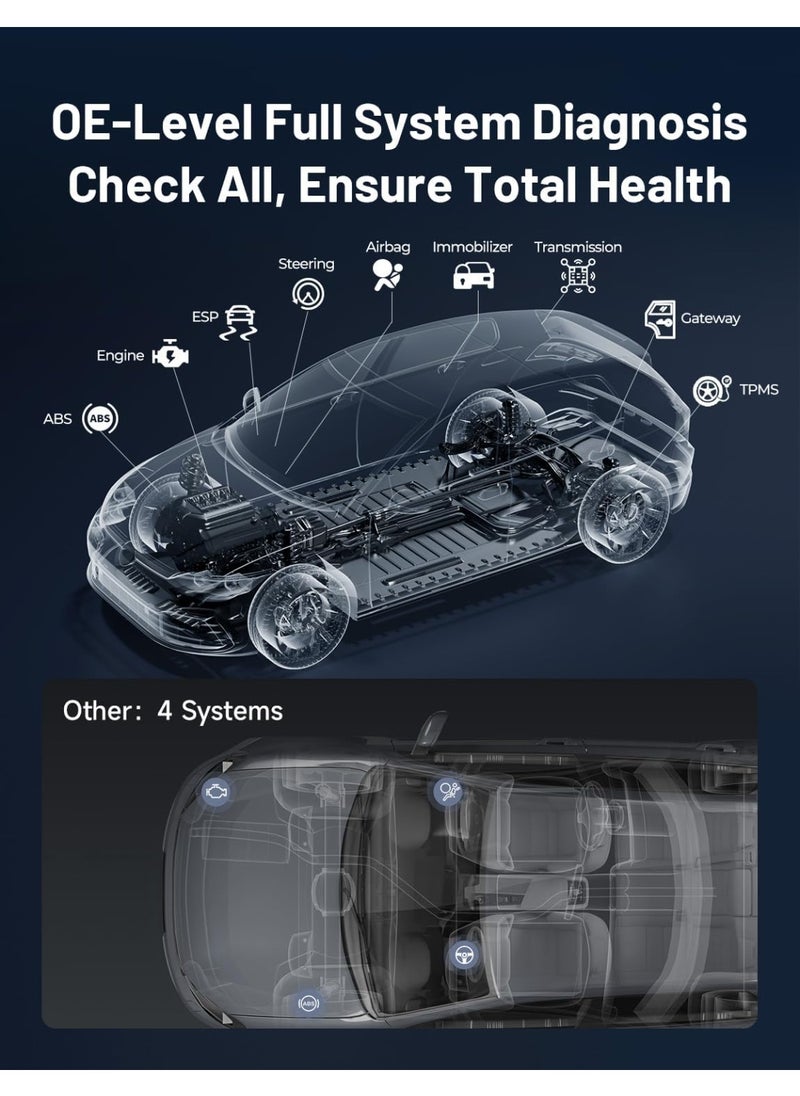 Topdon - TOPDON TopScan OBD2 Scanner Bluetooth, Wireless OBDII All System Diagnostic Tool, Active Test, Check Engine Car Code Reader, Vehicle Permance Test iPhone & Android, Repair Guides, Live Data, Black - Image 1