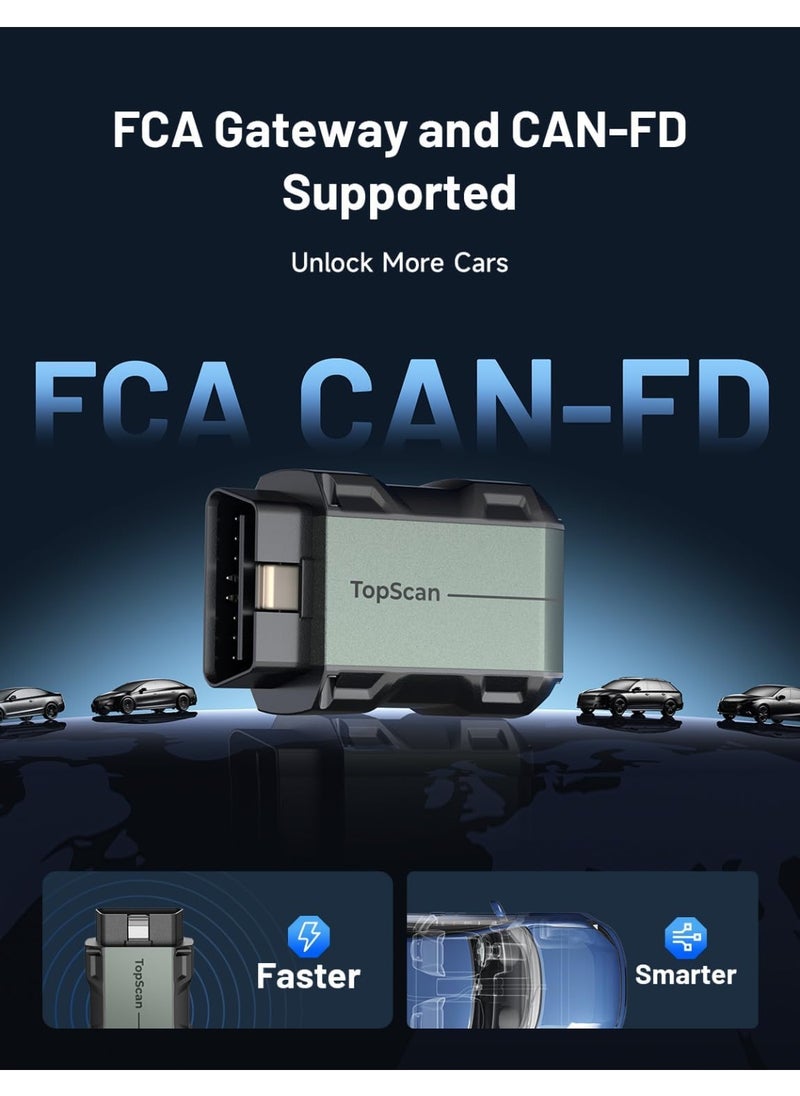 Topdon TOPDON TopScan OBD2 Scanner Bluetooth, Wireless OBDII All System Diagnostic Tool, Active Test, Check Engine Car Code Reader, Vehicle Permance Test iPhone & Android, Repair Guides, Live Data, Black  - Image 3