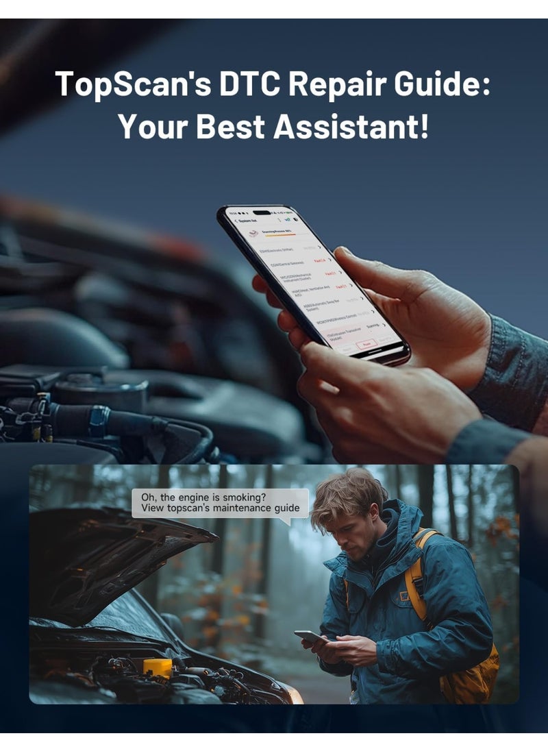 Topdon - TOPDON TopScan OBD2 Scanner Bluetooth, Wireless OBDII All System Diagnostic Tool, Active Test, Check Engine Car Code Reader, Vehicle Permance Test iPhone & Android, Repair Guides, Live Data, Black - Image 1