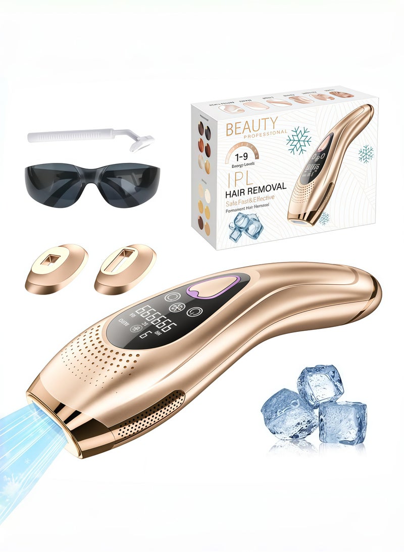 جهاز ليزر منزلي 3 في 1 مع تقنية IPL ووظيفة التبريد لإزالة الشعر بدون ألم / تجديد البشرة / إزالة البقع وحب الشباب الخفيف، باستخدام مصدر ضوئي لتجديد البشرة، ينشط الضوء الأشعة تحت الحمراء الكولاجين، ويقلل من التجاعيد ويعيد مرونة الجلد. - Image 1