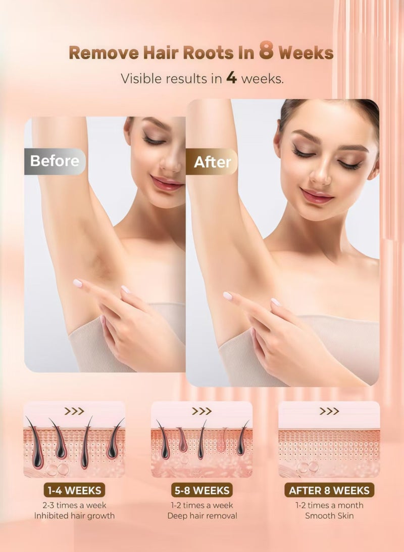 جهاز ليزر منزلي 3 في 1 مع تقنية IPL ووظيفة التبريد لإزالة الشعر بدون ألم / تجديد البشرة / إزالة البقع وحب الشباب الخفيف، باستخدام مصدر ضوئي لتجديد البشرة، ينشط الضوء الأشعة تحت الحمراء الكولاجين، ويقلل من التجاعيد ويعيد مرونة الجلد. - Image 4