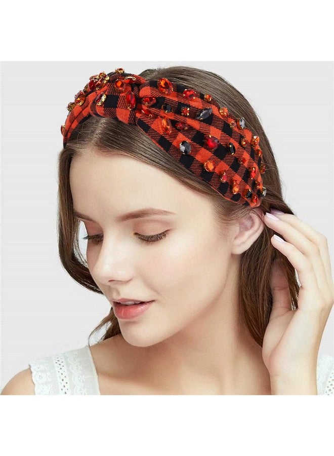 سيالكسهيني عصابة رأس الهالوين للنساء، عصابة رأس مرصعة بأحجار الراين والكريستال، عصابة رأس منقوشة باللون البرتقالي والأسود، إكسسوارات شعر هالوين مخيفة، هدايا حفلات تنكرية (هالوين 1) - Image 2