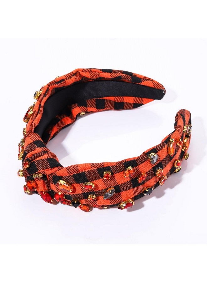 سيالكسهيني عصابة رأس الهالوين للنساء، عصابة رأس مرصعة بأحجار الراين والكريستال، عصابة رأس منقوشة باللون البرتقالي والأسود، إكسسوارات شعر هالوين مخيفة، هدايا حفلات تنكرية (هالوين 1) - Image 4